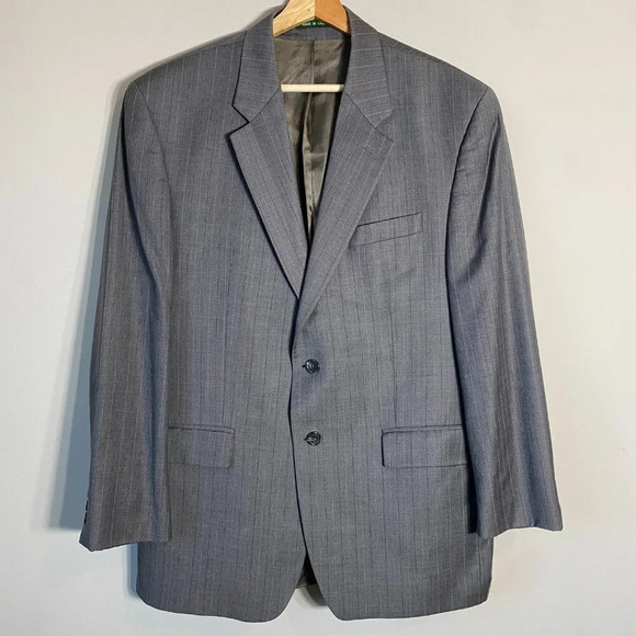 Lauren Ralph Lauren Pinstripe Wool Sport Coat Dinner Jacket Blazer Mens 42R Gray - Picture 4 of 14